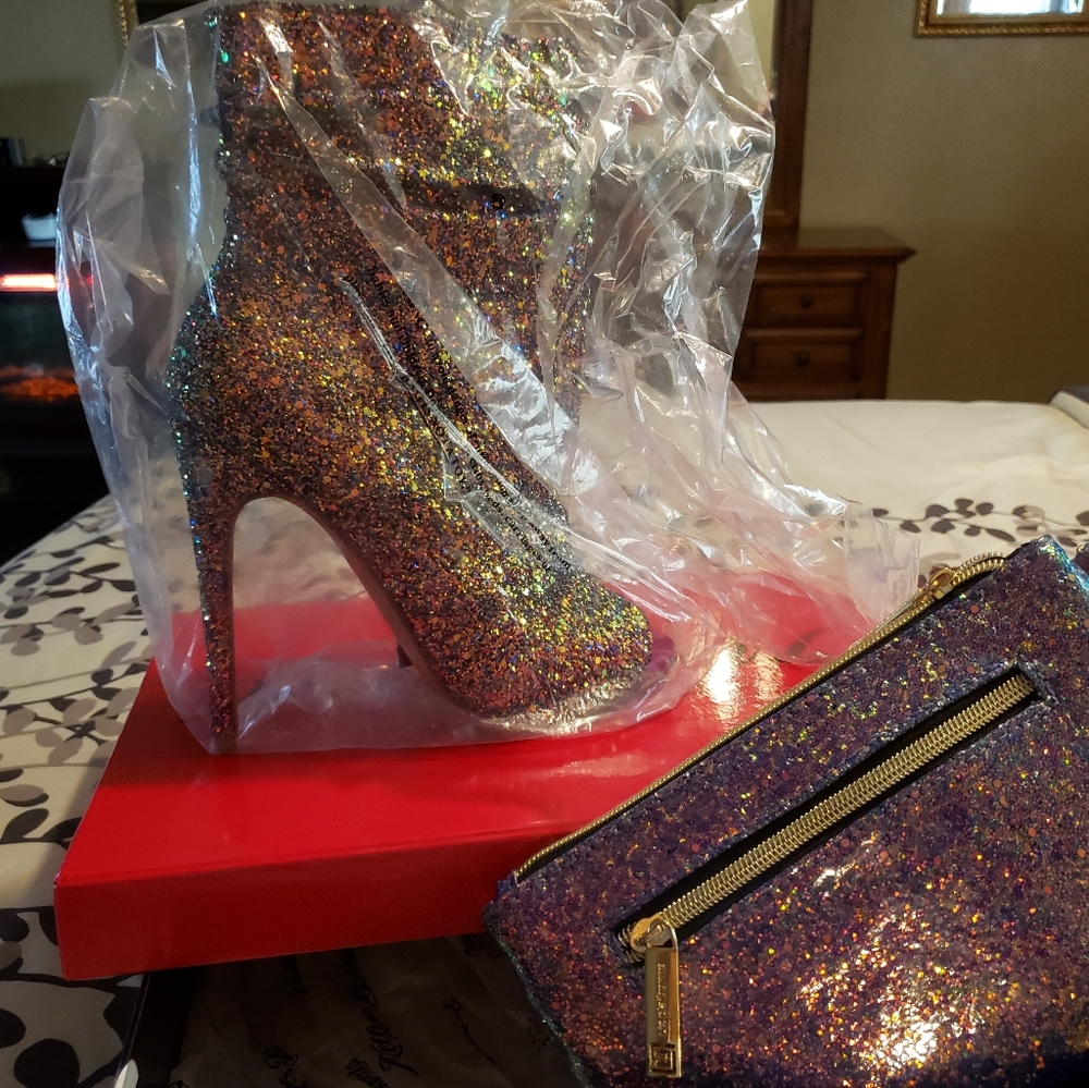 Glitter Booties with Clutch